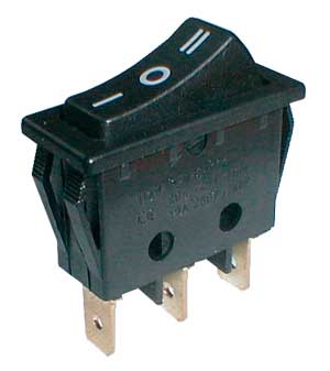 Přepínač kolébkový 3pol./3pin (ON)-OFF-(ON) 250V/15A černý