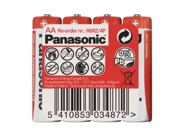 Baterie AA (R6) Zn-Cl PANASONIC Red 4ks / shrink