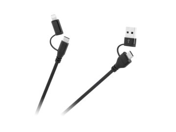 Kabel CABLETECH KPO3943 USB A/C - USB-C/Lightning 1m Black