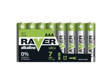 Baterie AAA (R03) alkalická RAVER 8ks