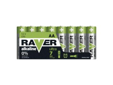 Baterie AA (R6) alkalická RAVER 8ks