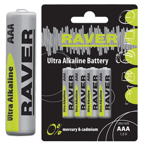 Baterie AAA (R03) alkalická RAVER 4ks