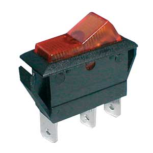 Přepínač kolébkový 2pol./3pin ON-OFF 20A/12VDC pros. žlutý