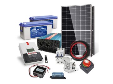 Solární sestava ostrovní SOLARFAM 740Wp, 24V, baterie 200Ah, měnič 230VAC 2000W