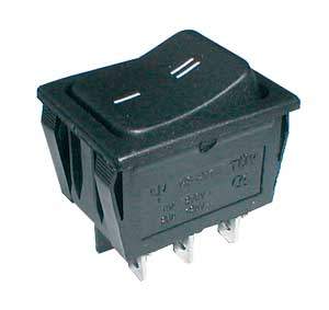 Přepínač kolébkový 2pol./6pin ON-ON 250V/15A černý