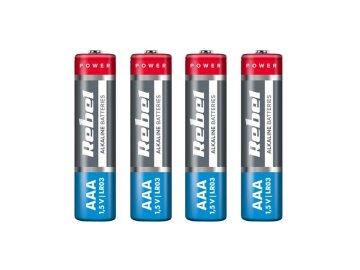 Baterie AAA (R03) alkalická REBEL Alkaline 4ks / shrink BAT0060