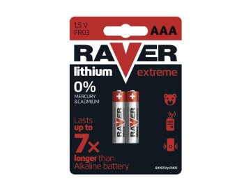 Baterie lithiová AAA R03 1,5V RAVER 2ks