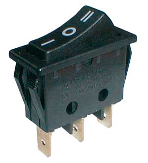 Přepínač kolébkový 3pol./3pin ON-OFF-ON 250V/15A černý