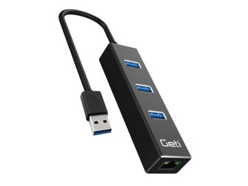 USB rozbočovač GETI GUH3AE 3x USB-A 3.0 + 1x Ethernet