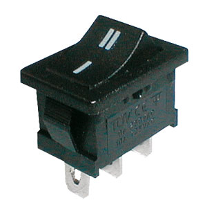 Přepínač kolébkový 2pol./3pin ON-ON 250V/6A černý