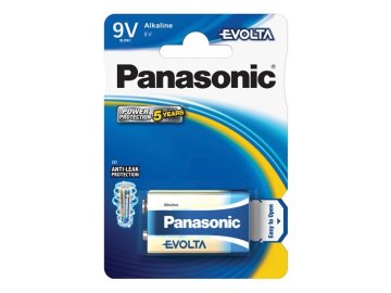 Baterie 6F22 (9V) alkalická PANASONIC Evolta 1ks / blistr