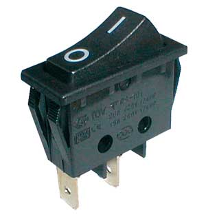 Přepínač kolébkový 2pol./2pin ON-OFF 250V/15A černý