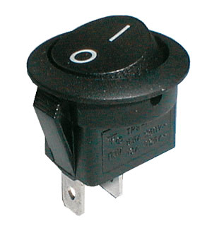 Přepínač kolébkový kul. 2pol./2pin ON-OFF 250V/6A černý