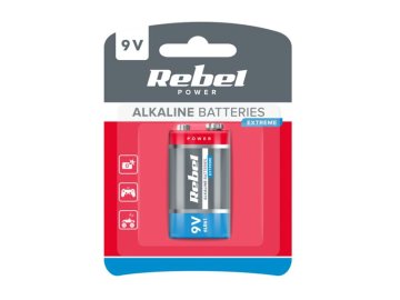 Baterie 6LR6 (9V) alkalická REBEL EXTREME 1ks / blistr BAT0092B