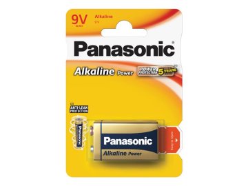 Baterie 6F22 (9V) alkalická PANASONIC Power alk 6LR61 1ks / blistr