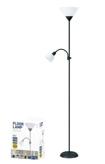 Platinet PFLF066B podlahová lampa E27 + E14 černá