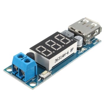 Napájecí modul, step-down měnič 4,5-40V na 5V/2A, USB+voltmetr