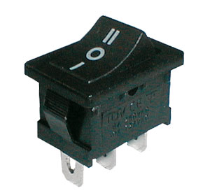 Přepínač kolébkový 3pol./3pin ON-OFF-ON 250V/6A černý