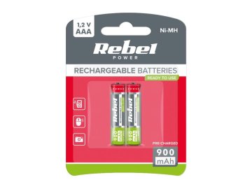 Baterie AAA (R03) nabíjecí 1,2V/900 mAh REBEL blistr