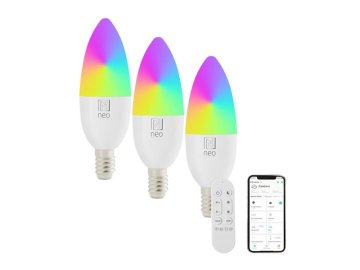 Smart LED žárovka E14 6W RGB+CCT IMMAX NEO 07716CDO WiFi Tuya sada 3ks