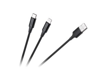 Kabel CABLETECH KPO3944 USB - USB-C/Lightning 1m Black