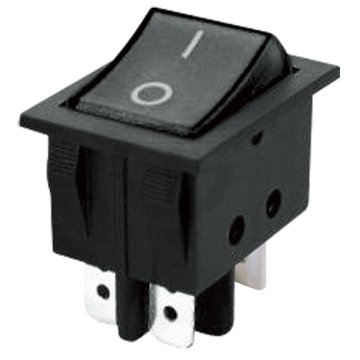 Přepínač kolébkový 2pol./4pin (ON)-OFF 250V/15A 