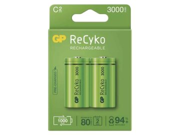 Baterie C (R14) nabíjecí 1,2V/3000mAh GP Recyko 2ks